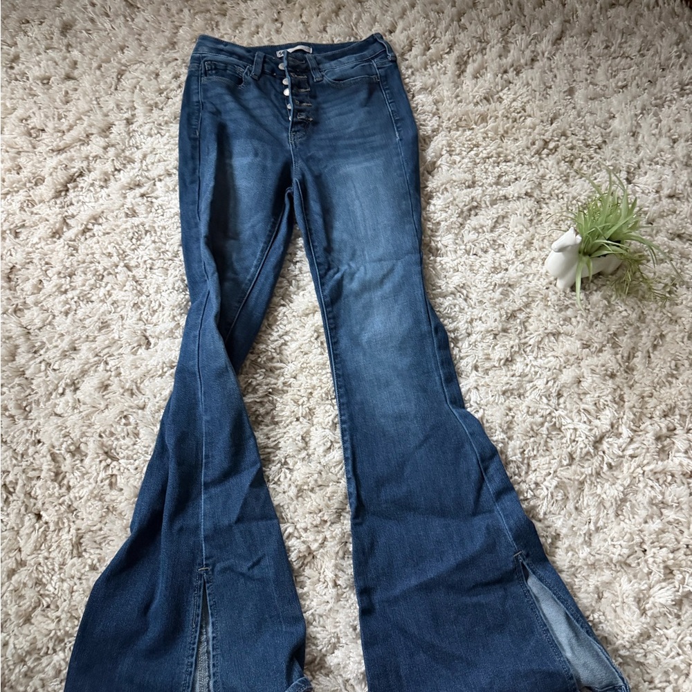 Chic extra Flare Denim vintage dark blue cowboy denim Jeans